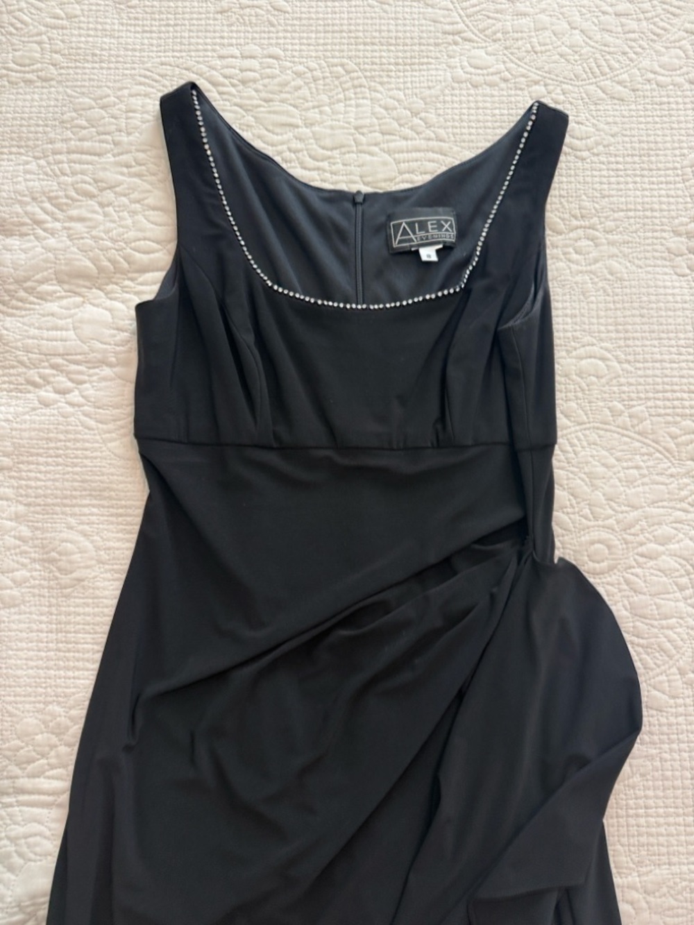 Alex Evenings Black Sleeveless Evening Gown with Beaded Scoop Neck - Picture 9 of 10